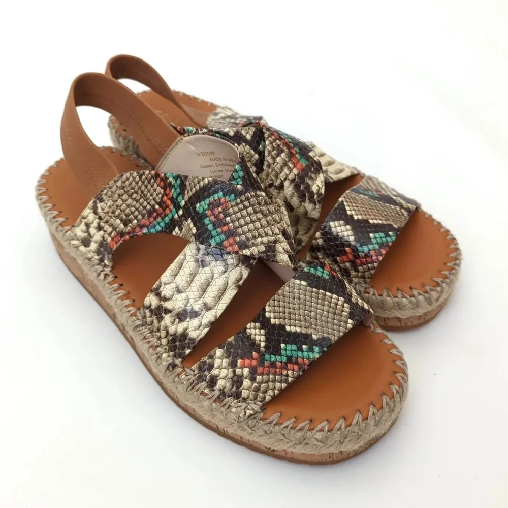 Cole Haan Grand ØS Cloud feel Vero Espadrille Leather Sandal Snake Print 9.5